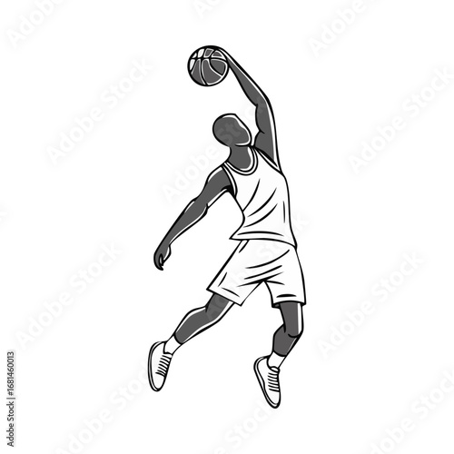 Basketball man player icon hand draw ai generated