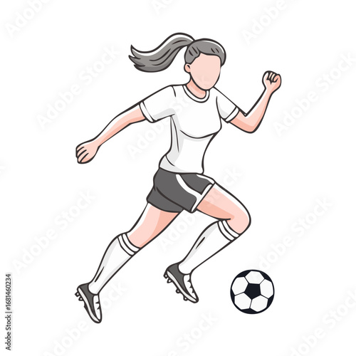 Soccer player woman icon hand draw ai generated 