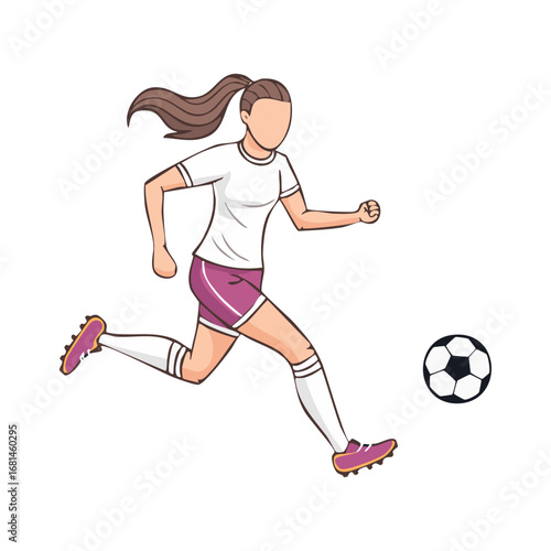 Soccer player woman icon hand draw ai generated 