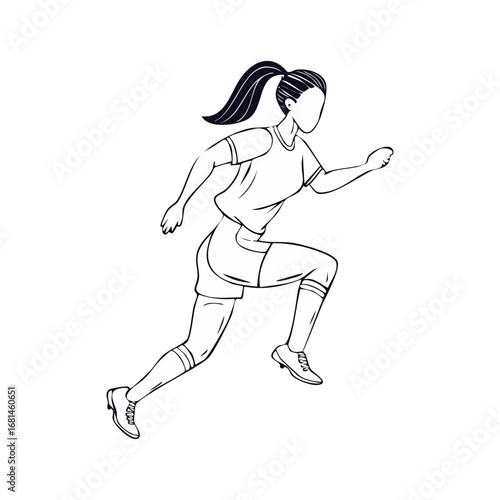 Soccer player woman icon hand draw ai generated 
