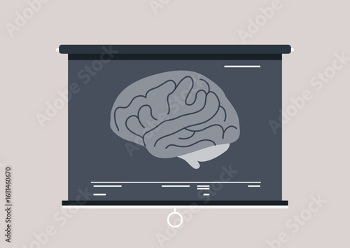Captivating display of a brain x-ray focused on intricate neuronal patterns and structures, highlighting the wonders of human cognition during a scientific presentation.