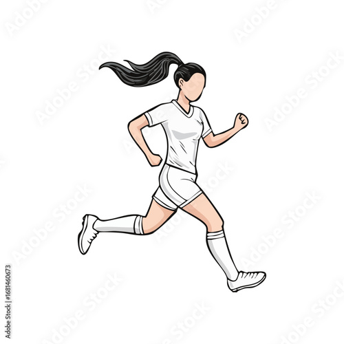 Soccer player woman icon hand draw ai generated 