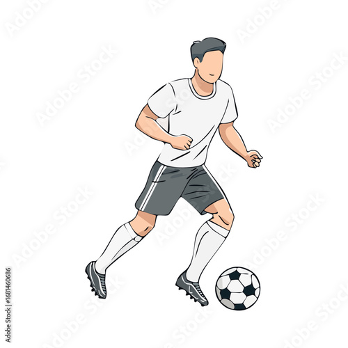 Soccer, football player man icon hand draw ai generated 