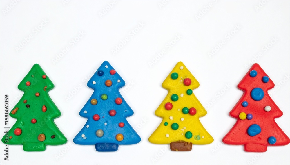 Fototapeta premium Christmas trees polymer clay material . isolated on a white background. 