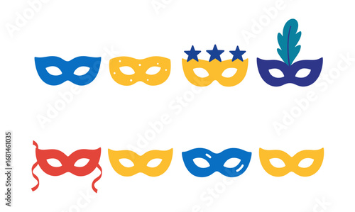 Colorful masquerade masks collection for festive celebrations