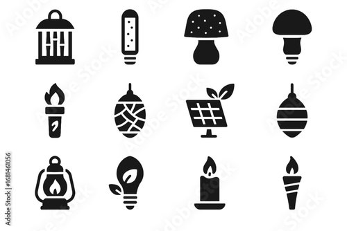 Biopolymer led resin sustainable tube icon light lamp vector fiber icons algae