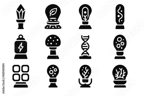 Organic spore tube vector holographic bio floating lamps futuristic icon light dna