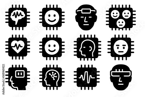 Expression detection state neural mood icon vector emotion chip monitoring