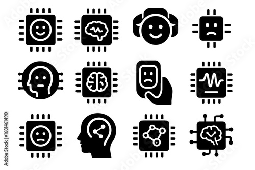 Vector emotion interface response icons state sentiment icon smart chip interactive