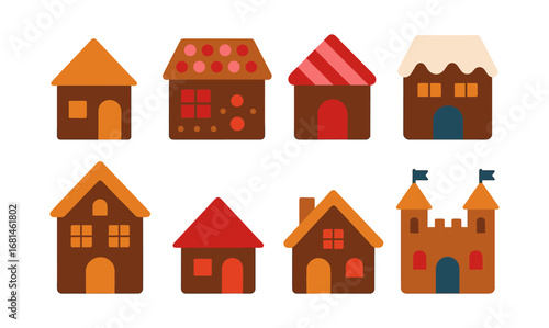 Charming gingerbread houses collection with festive decor and cozy design elements