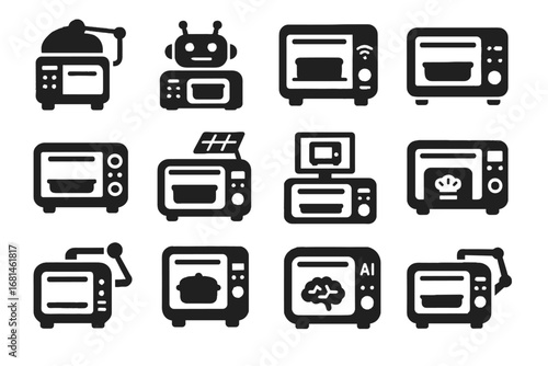 Cooker icon toaster nano digital robotic device oven compact vector