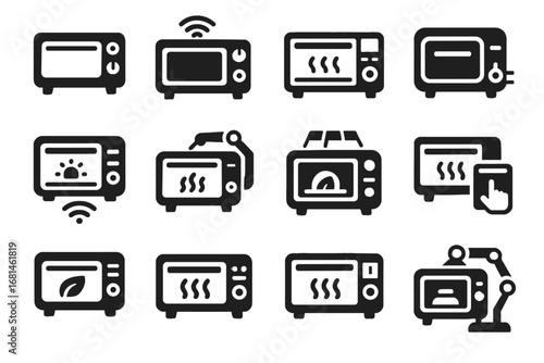 Vector toaster control smart nano icon oven digital heating culinary cooker
