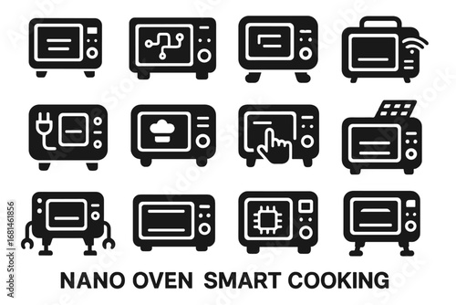 Smart countertop compact robotic kitchen icon oven icons nano iot vector