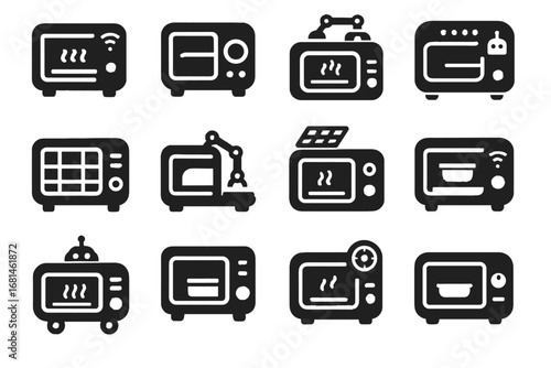 Toaster icon cooking smart culinary automated oven appliance mini vector