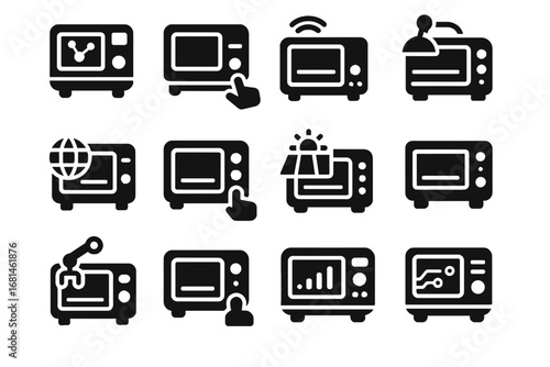 Appliance smart countertop oven mini icon digital precision ai nano vector