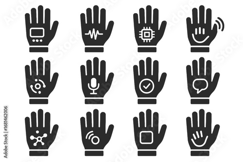 Digital portable ai vector glove robotic control icon input smart