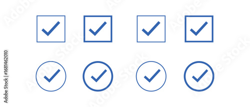 Checkmark Icon Set in Square and Circle on transparent background