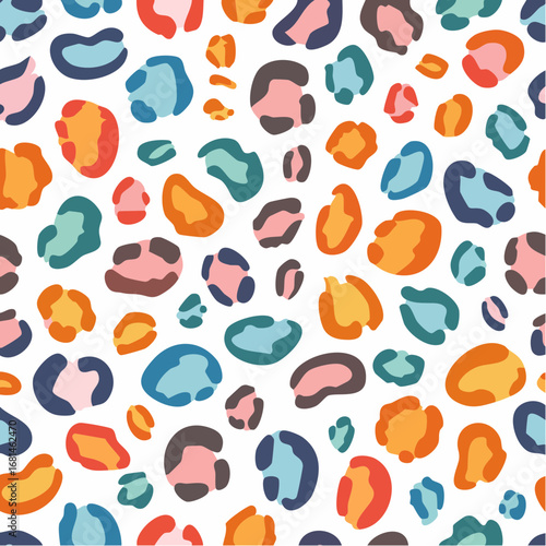Bright leopard pattern animal print vector seamless pattern in the style of doodles hand drawn
2