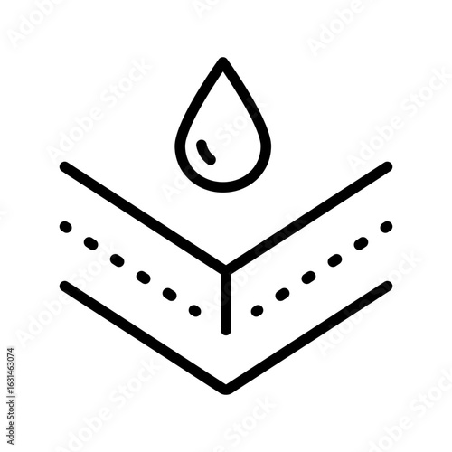 Water resistant material simple symbol. Orthopedic waterproof mattress vector outline icon. Isolated on white background illustration.