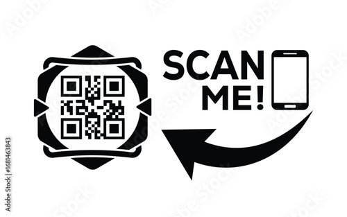 QR code scan icon set. Scan me frame. QR code scan for smartphone. QR code for mobile app, payment and identification. Vector illustration.