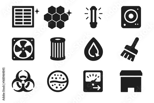 Air filter biohazard replacement icons airflow icon purifier uv cartridge unit hepa