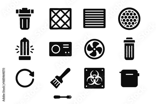 Air bio carbon brush fan icon filter vector biohazard dust uv household