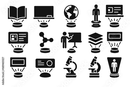 Education projector chart holographic icons hologram interface vector icon teaching digital board