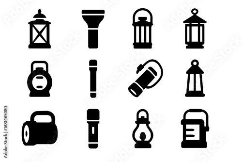 Vector hexagon cylindrical lantern lightweight icon icons emergency portable handheld torch classic