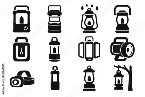 Digital lantern spotlight rechargeable icon collapsible vector hanging magnetic handle tree