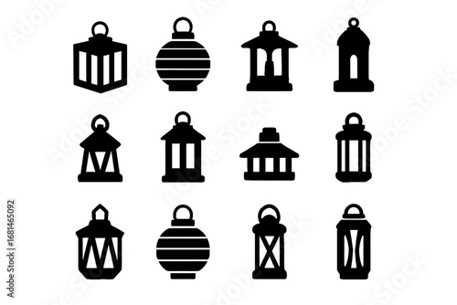 Minimal abstract vector icon block cylinder round lantern geometric futuristic cube