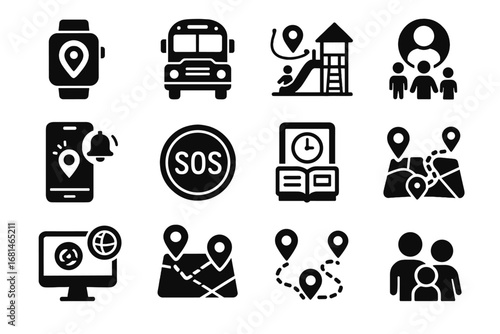 Bracelet icon vector time emergency safe child pin family tracker location