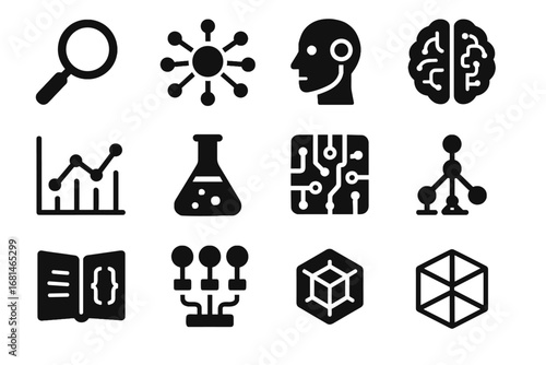 Glass vector chart head code diagram algorithm research robot icon network ai