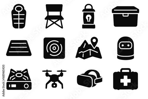 Icons icon drone pad modern map mat kit sleeping ai stove camping