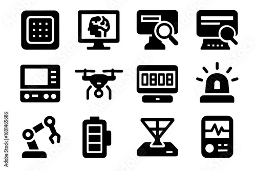 Sensor vector laboratory battery holographic icon data monitor drone control scanners scanning