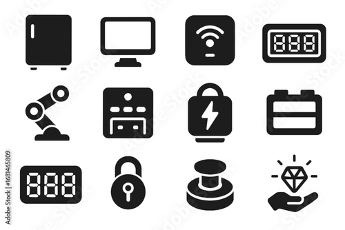 Battery ai icon holographic smart energy modern interface fridge vector compact readout