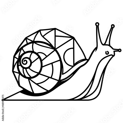Geometric Vector Snail with a Minimalist and Modern Art Style


