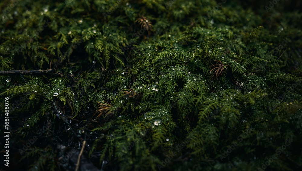 Fototapeta premium Close-up Lush Forest Moss Background 