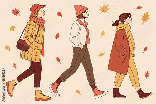 Chic fashion illustrations for autumn season