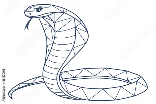 Geometric low poly snake illustration with minimalist scales