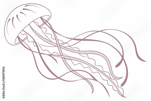 Simple jellyfish illustration with flowing ribbon like tentacles