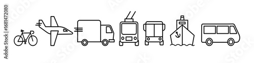 Transportation and Travel Line Icon Collection