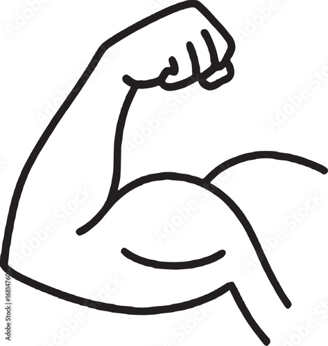 Strong hand line icon. Simple outline style. Muscle, arm, bicep, power, protein, man, strength, flex, human body concept. Vector illustration isolated on white background.