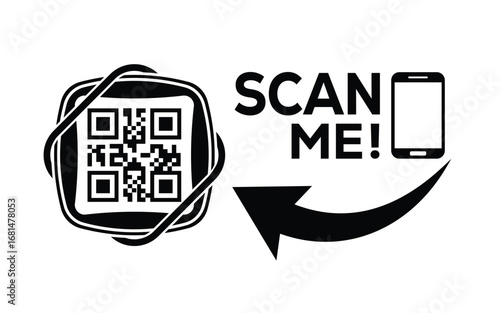 QR code scan icon set. Scan me frame. QR code scan for smartphone. QR code for mobile app, payment and identification. Vector illustration.