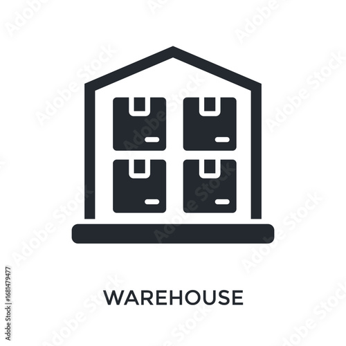 Warehouse Icon Glyph Style. Vector Illustration For Graphic Design