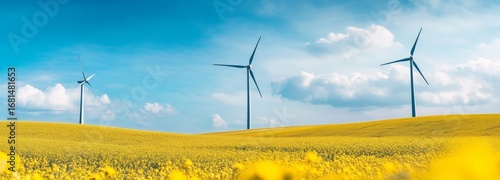 wind turbines in the rapeseed field