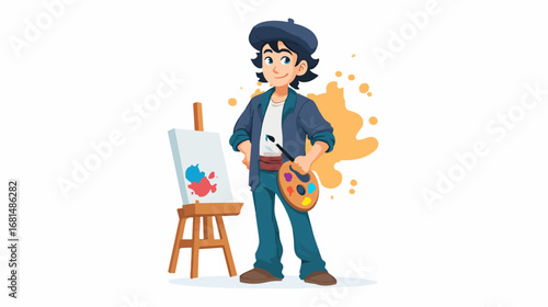 Artist painting cartoon illustration