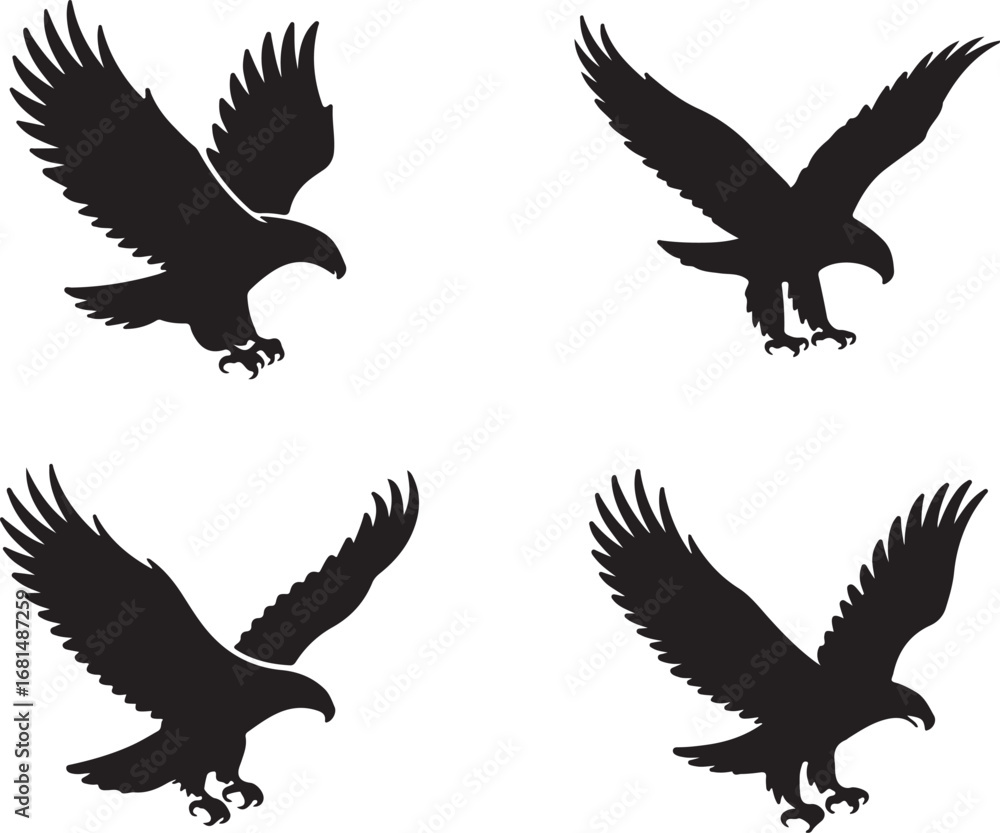 Fototapeta premium eagle silhouette set, icon, white background