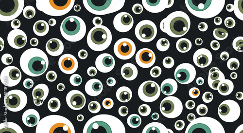 Spooky eyes seamless pattern for Halloween background or scary party invitation, fun colorful design