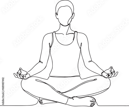 Person Meditating in Lotus Pose Line Drawing yoga meditation