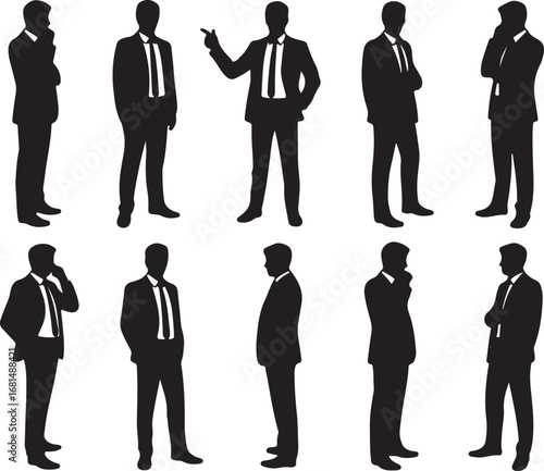 set of parkour silhouettes on white background